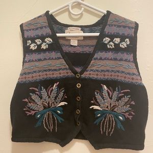 Beautiful Vintage Christopher & Banks hand embroidered vest, size large.